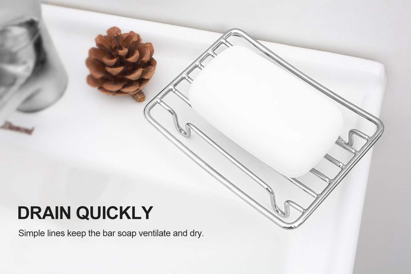 GUUKAR Soap Dish, Stainless Steel Bar Soap Holder for Shower, Self Draining Stand Soap Saver for Bathroom, Kicthen Sink and Countertop, Chrome 1-Pack - Image 3